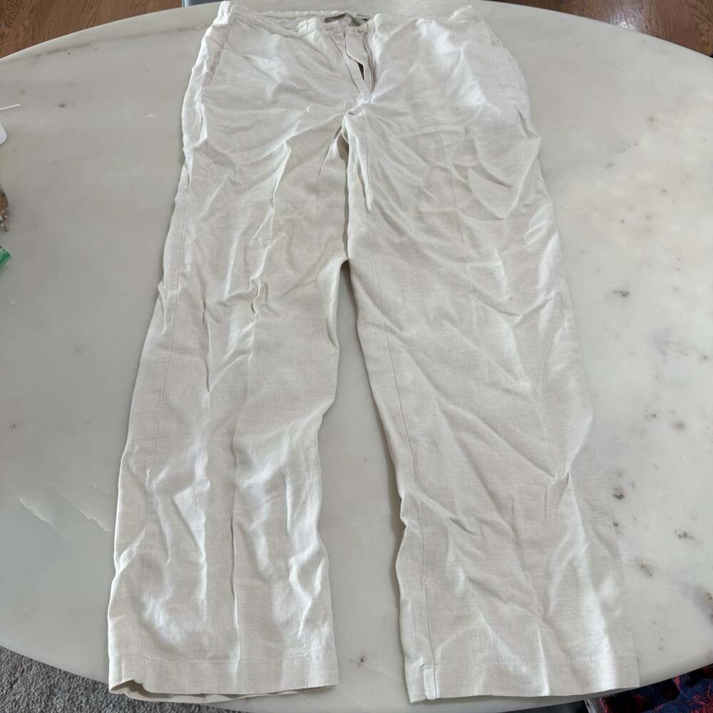 L.L. Bean 100% Linen Pants 8-Reg Flax Beige Classic Fit Straight Quiet Luxury